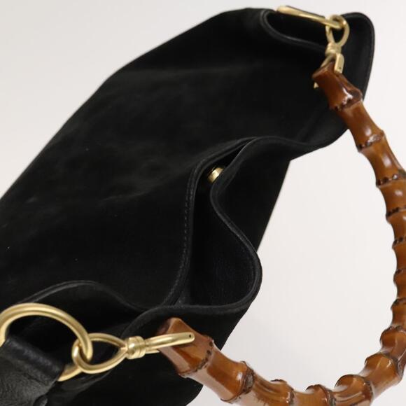 GUCCI Bamboo Hand Bag Suede Black Gold 001 1998 001 1998 - Picture 6 of 12